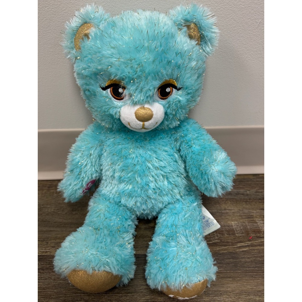 Build-A-Bear Disney Aladdin Jasmine Bear Kids Aqua Gold Excellent Tinsel Plush